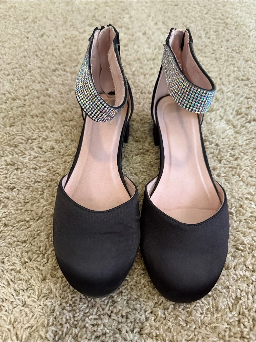 Mix No. 6 Black Kids Dress Shoes with Rhinestone Ankle Straps